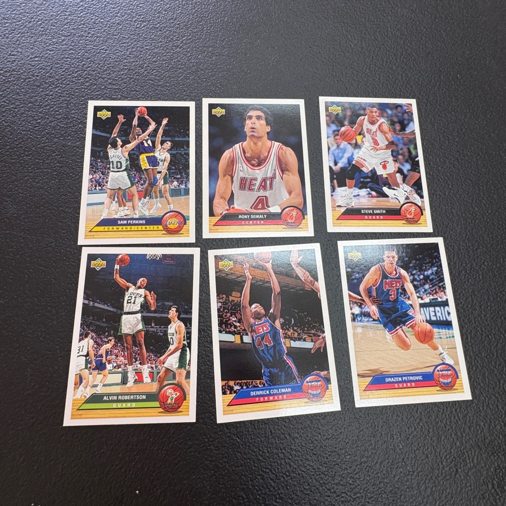 1992 Upper Deck Basketball Card Lot 6 Steve Smith Drazen Petrovic Sam Perkins